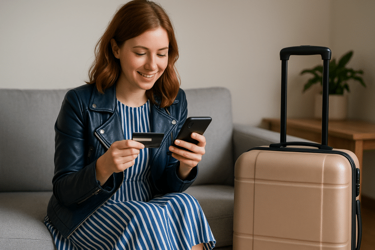 A woman with a suitcase